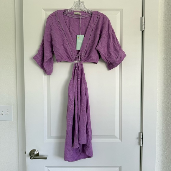 Maaji Cut out Mini Dress Lavander Textured with Lace Details Size S NWT - Picture 4 of 8